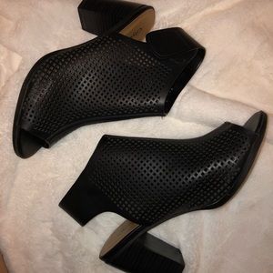 Black open toe booties